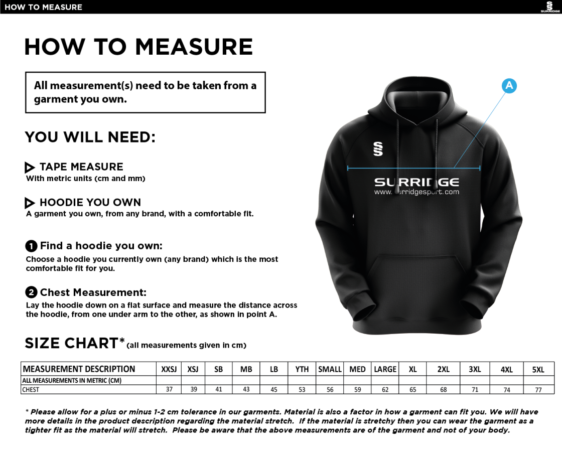 Box Hill School Staff Fuse Hoody : Black / White - Size Guide