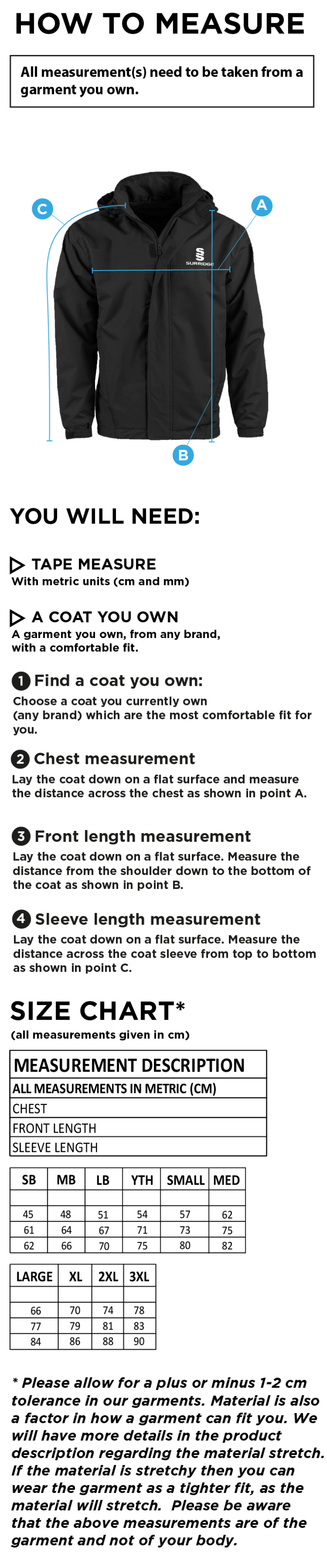 Box Hill School Staff Dual Fleece Lined Jacket : Black - Size Guide
