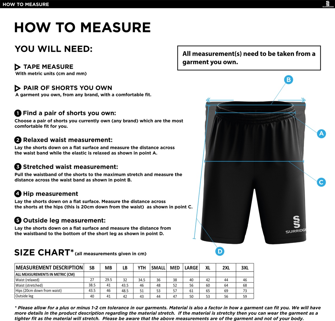 Box Hill School Staff Blade Shorts : Black - Size Guide