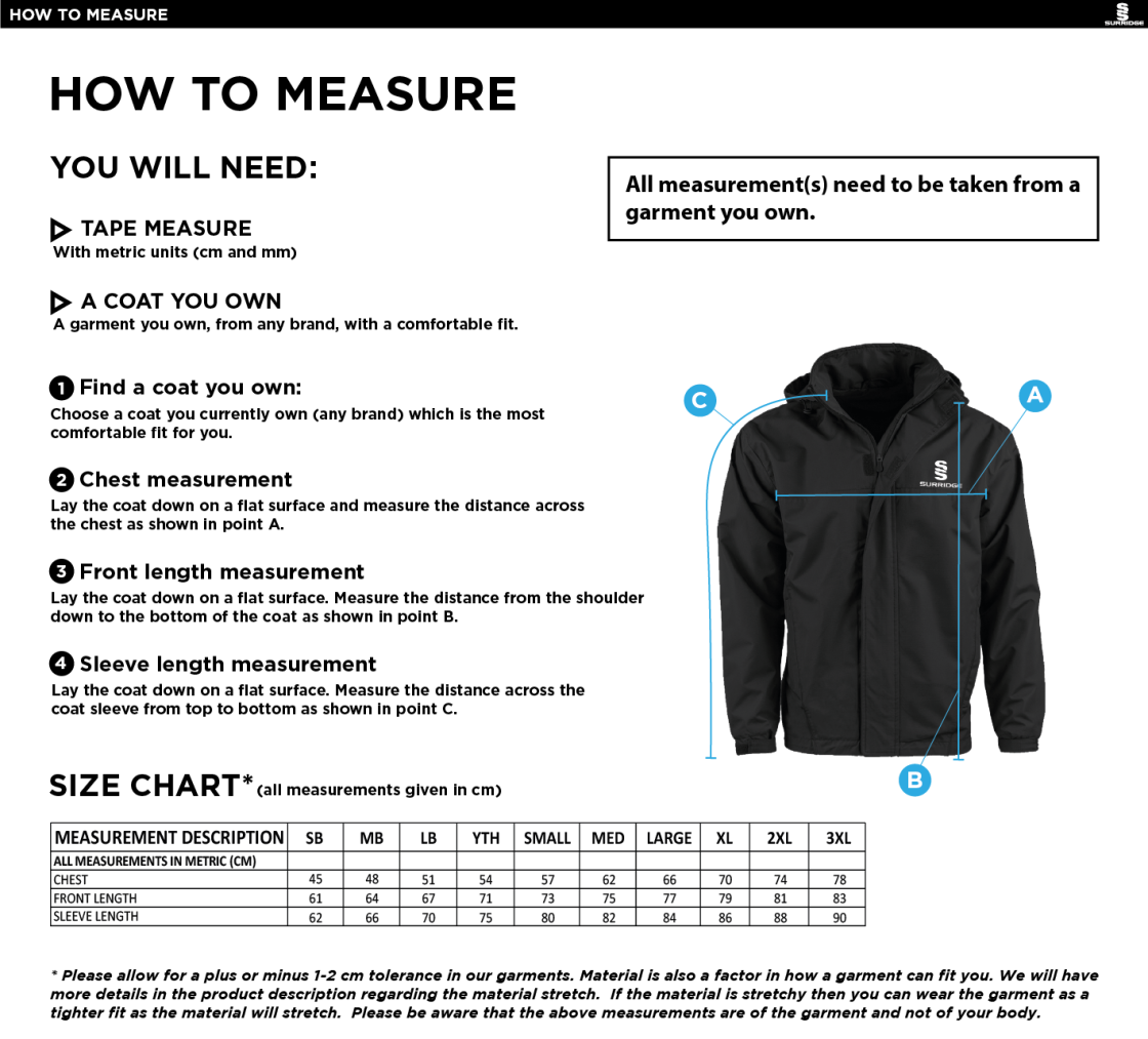 Box Hill School Staff Dual Fleece Lined Jacket : Black - Size Guide