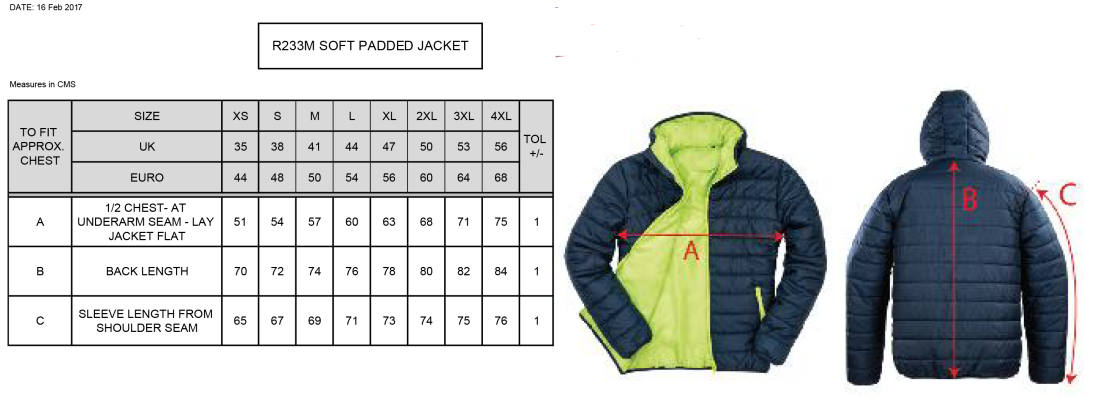 Box Hill School Staff Supersoft Padded Jacket : Black - Size Guide