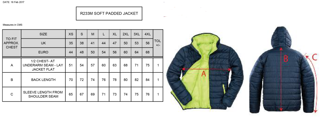 Box Hill School Staff Supersoft Padded Jacket : Black - Size Guide