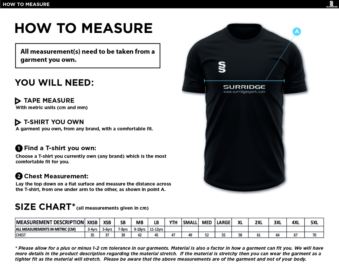 Box Hill School Staff Dual Solid Colour Polo : Black - Size Guide